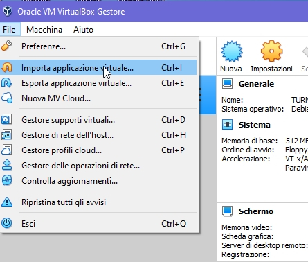 Importa applicazione virtuale...